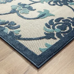 Kirklands Home Lyla Blue Floral Damask Indoor/Outdoor Rug, 5x8 Discount