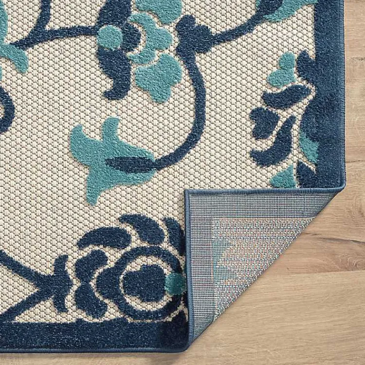 Kirklands Home Lyla Blue Floral Damask Indoor/Outdoor Rug, 5x8 Discount