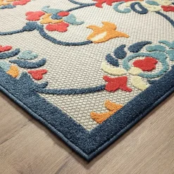 Kirklands Home Lyla Multi Floral Damask Indoor/Outdoor Rug, 5x8 New