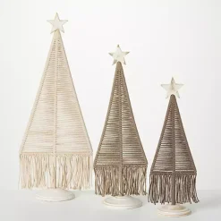 Christmas Decorations>Kirklands Home Macrame Woven 3-pc. Tree Figurine Set