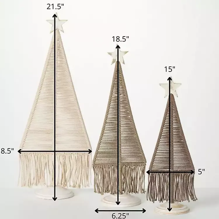Christmas Decorations>Kirklands Home Macrame Woven 3-pc. Tree Figurine Set
