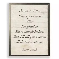 Kirklands Home Mad Hatter Quote Wall Plaque White