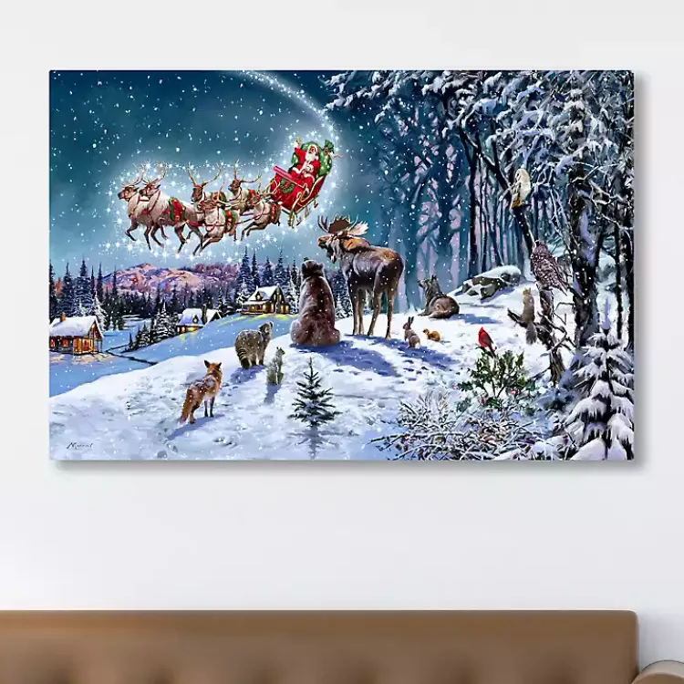 Christmas Art & Wall Decor>Kirklands Home Magical Christmas Sleigh Canvas Art Print Multi