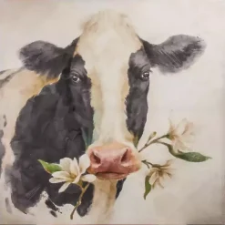 Kirklands Home Magnolia Cow Canvas Art Print Clearance