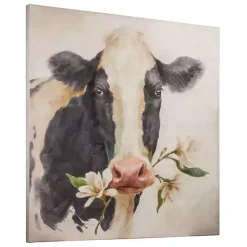 Kirklands Home Magnolia Cow Canvas Art Print Clearance