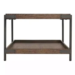 Kirklands Home Mahogany Oak Wood Tray Top Coffee Table Brown