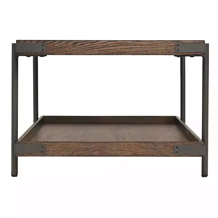 Kirklands Home Mahogany Oak Wood Tray Top Coffee Table Brown