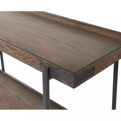 Kirklands Home Mahogany Oak Wood Tray Top Coffee Table Brown