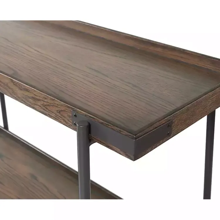 Kirklands Home Mahogany Oak Wood Tray Top Coffee Table Brown