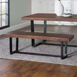 Kirklands Home Mahogany Solid Pine Two-Tone Dining Bench Brown Sale