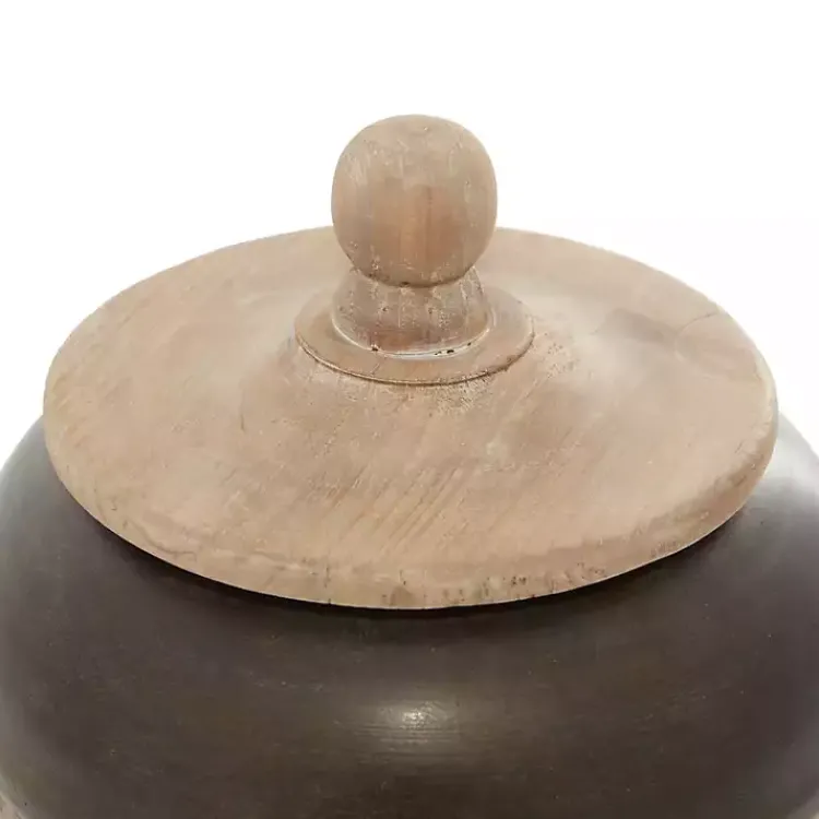 Decorative Bowls & Jars>Kirklands Home Mahogany Wood and Metal Jar with Lid, 11 in.