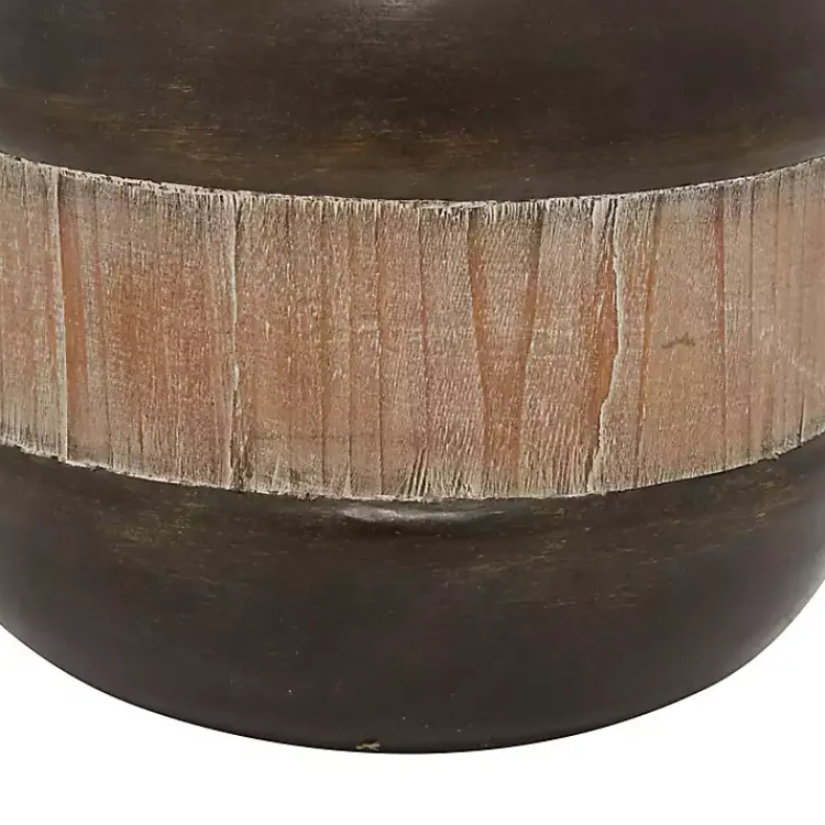 Decorative Bowls & Jars>Kirklands Home Mahogany Wood and Metal Jar with Lid, 11 in.