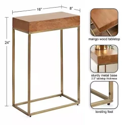 Kirklands Home Mango Wood & Slim Karlsen Accent Table Gold