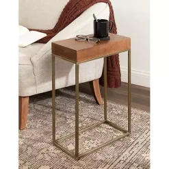 Kirklands Home Mango Wood & Slim Karlsen Accent Table Gold