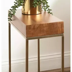 Kirklands Home Mango Wood & Slim Karlsen Accent Table Gold