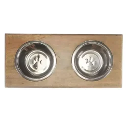 Kirklands Home Mango Wood Heart Cutout Dog Bowl Sale