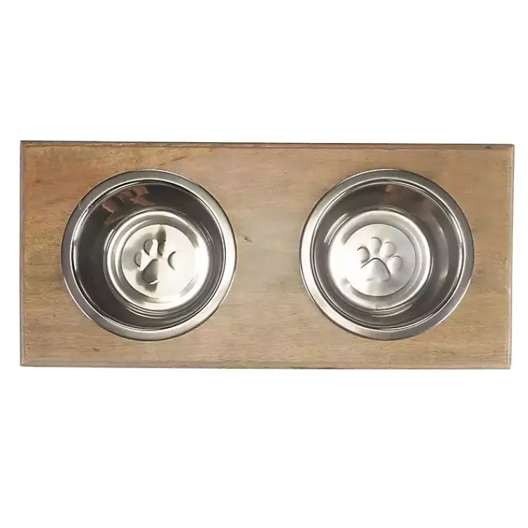 Kirklands Home Mango Wood Heart Cutout Dog Bowl Sale