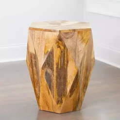 Kirklands Home Mango Wood Hexagon Side Table Tan Discount