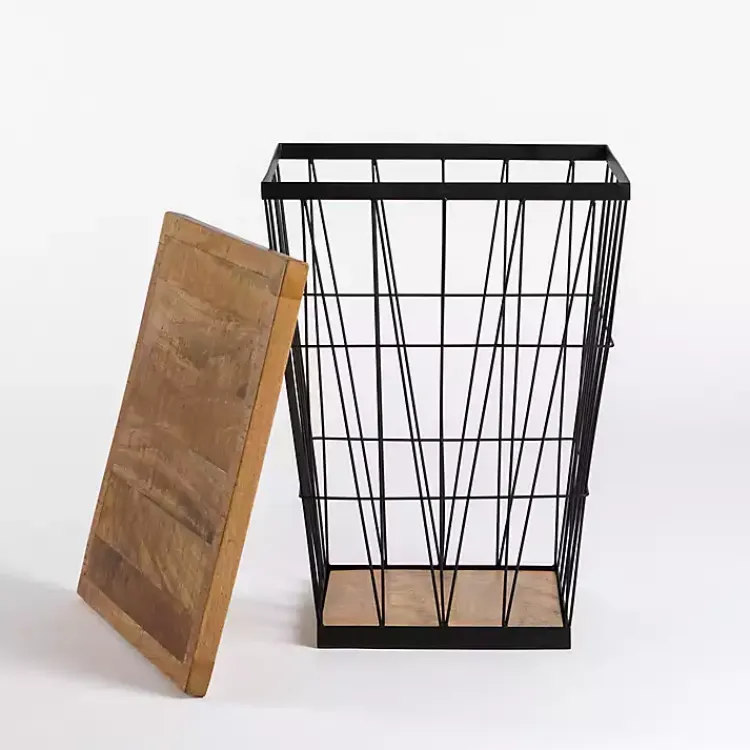Kirklands Home Mango Wood Storage Basket Side Table Sale