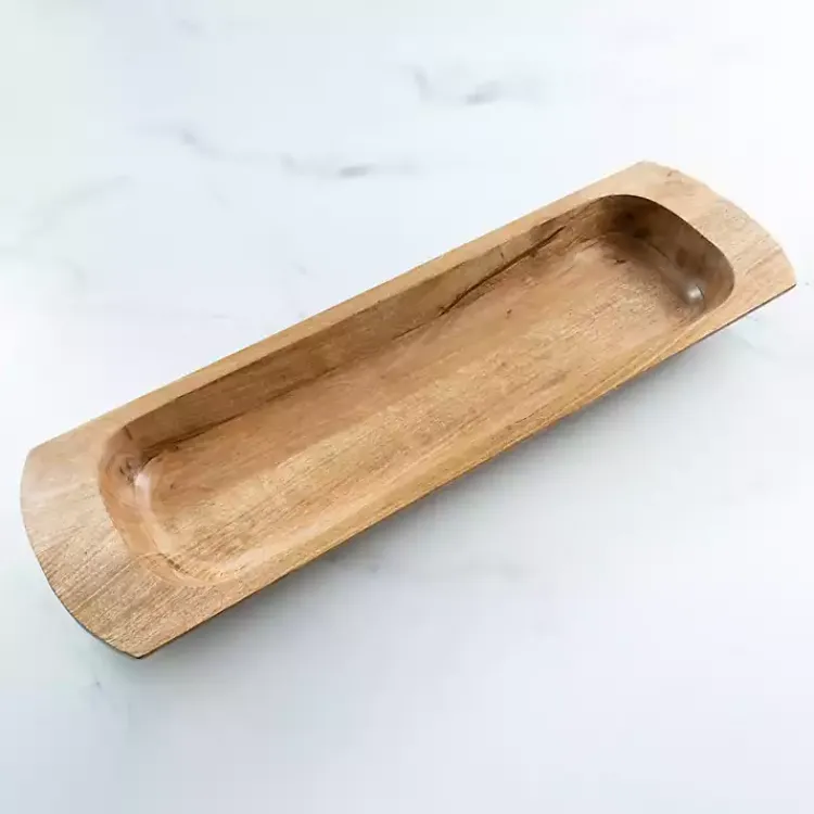 Decorative Bowls & Jars>Kirklands Home Mango Wood Trough Bowl Brown