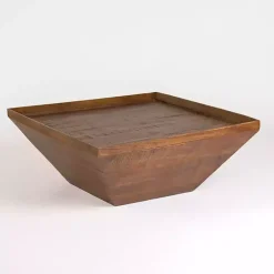 Kirklands Home Mango Wood Walnut Angled Square Coffee Table Brown New