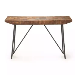 Kirklands Home Mango Wood Willow Parquet Sofa Table Tan Sale