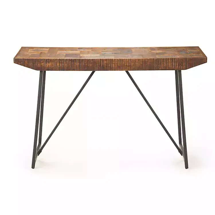 Kirklands Home Mango Wood Willow Parquet Sofa Table Tan Sale