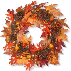 Wreaths>Kirklands Home Maple Berry Pinecone Pre-Lit Harvest Wreath