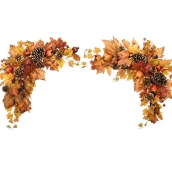 Arrangements & Greenery>Kirklands Home Maple Leaf and Pomegranate Corner Swags, Set of 2