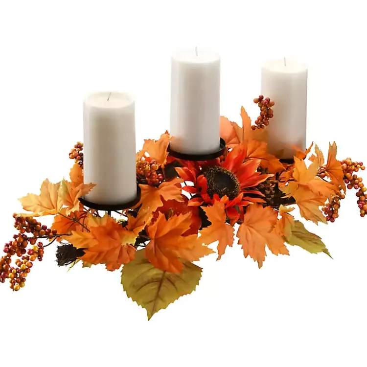 Arrangements & Greenery>Kirklands Home Maple Leaf Candleholder Centerpiece