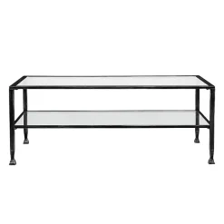 Kirklands Home Mara Glass and Metal Coffee Table Black Hot
