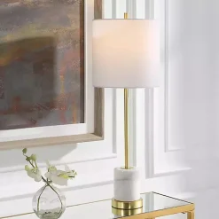 Kirklands Home Marble and Gold Turret Buffet Lamp White Outlet