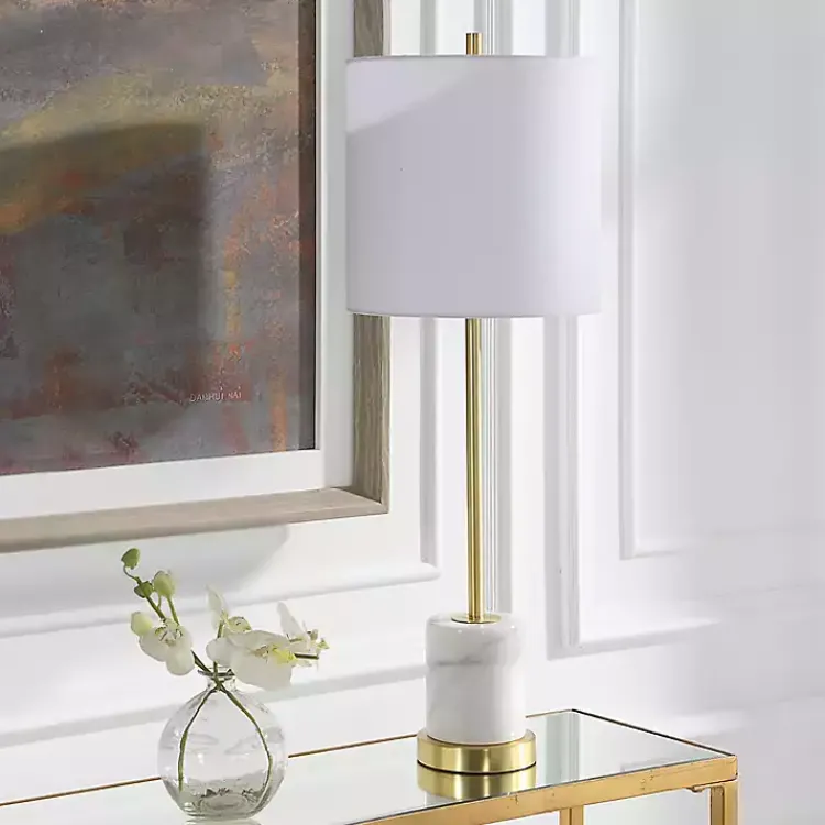 Kirklands Home Marble and Gold Turret Buffet Lamp White Outlet