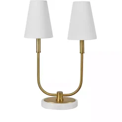 Kirklands Home Marble and Gold Twin Shade Table Lamp White Sale