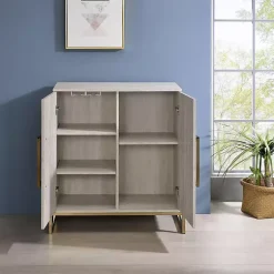 Kirklands Home Marble Finish Gold Handle Storage Cabinet Online