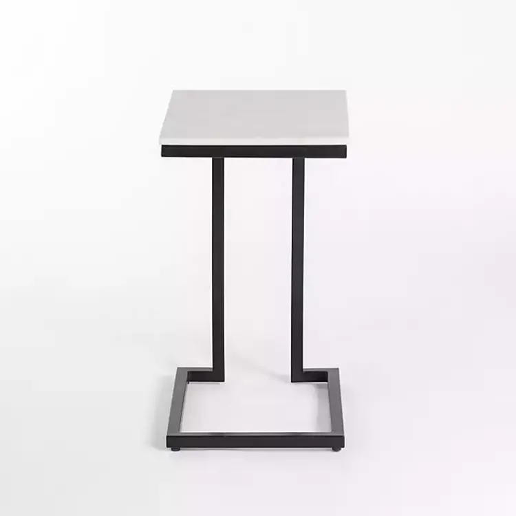 Kirklands Home Marble Modern Black Metal C-Table White Sale