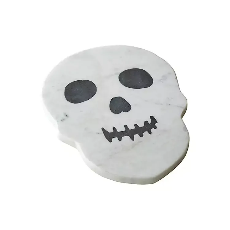 Halloween>Kirklands Home Marble Skull Halloween Cheese Board White