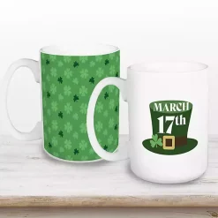 St Patricks Day Decorations>Kirklands Home March 17th Shamrock Mugs, Set of 2