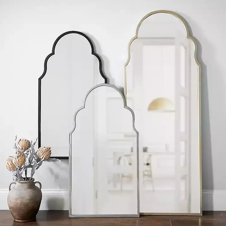 Kirklands Home Maria Metal Arch Wall Mirror Black Outlet