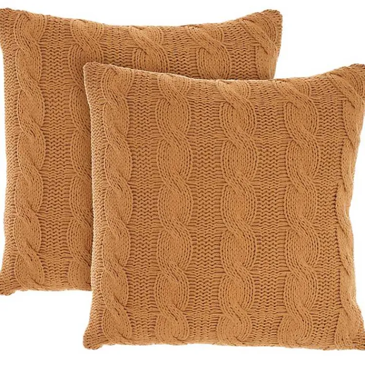 Pillows>Kirklands Home Marigold Cable Knit Throw Pillows, Set of 2 Orange