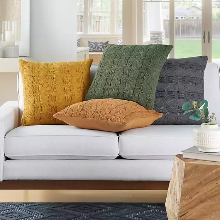 Pillows>Kirklands Home Marigold Cable Knit Throw Pillows, Set of 2 Orange