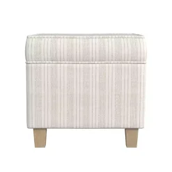 Kirklands Home Marigold Stripe Upholstered Square Storage Ottoman White Outlet