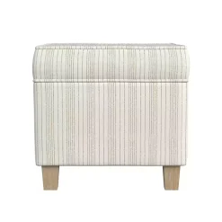 Kirklands Home Marigold Stripe Upholstered Square Storage Ottoman White Outlet