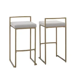Kirklands Home Marley and Gold Bar Stools, Set of 2 Gray New