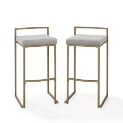 Kirklands Home Marley and Gold Bar Stools, Set of 2 Gray New