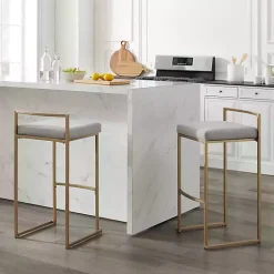 Kirklands Home Marley and Gold Bar Stools, Set of 2 Gray New