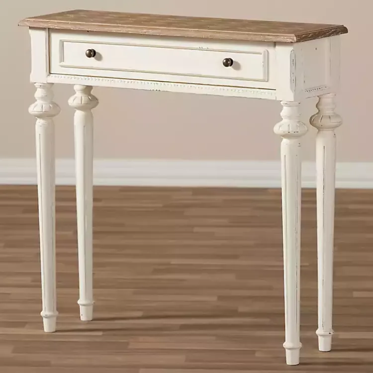 Kirklands Home Marquetterie Whitewashed Oak Top Console Table Outlet