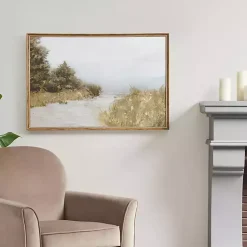 Kirklands Home Martha Stewart Lake Walk Framed Canvas Art Print Tan Best