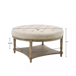 Kirklands Home Martha Stewart Round Cream Ottoman with Shelf Ivory Sale