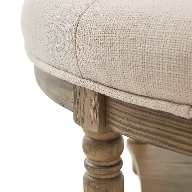 Kirklands Home Martha Stewart Round Cream Ottoman with Shelf Ivory Sale